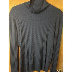 Anna Rose Womens Black Cable Knit Turtleneck Sweater Long Sleeve Rayon Blend L